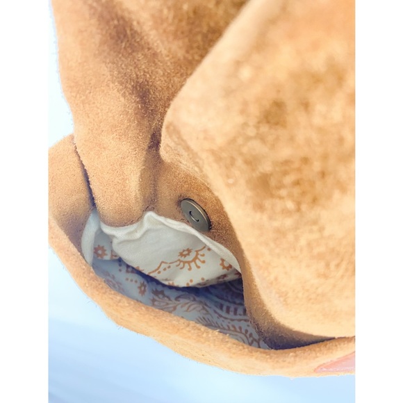 Free People We The Free Outlander Suede Leather Sling Bag, Cognac - Picture 12 of 13